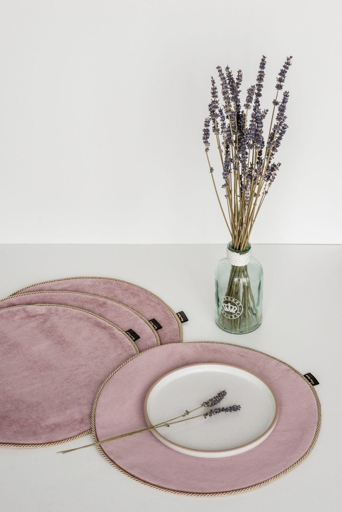 Velvet Placemats Set of 6 Dusty Rose Placemat Wedding Etsy