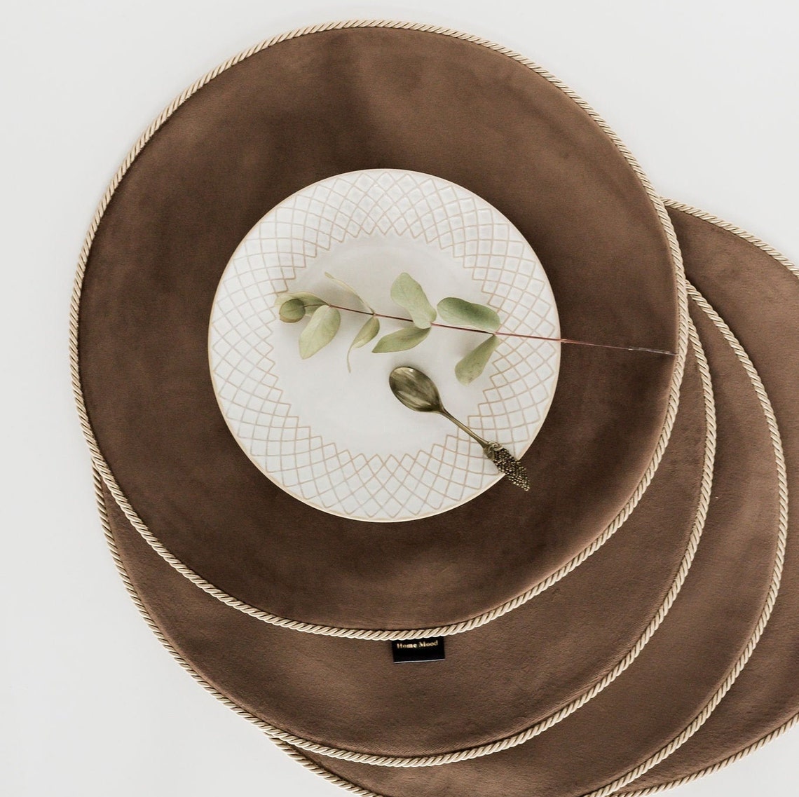 Velvet and sateen Round table mats set of 6 Plates placemats Etsy