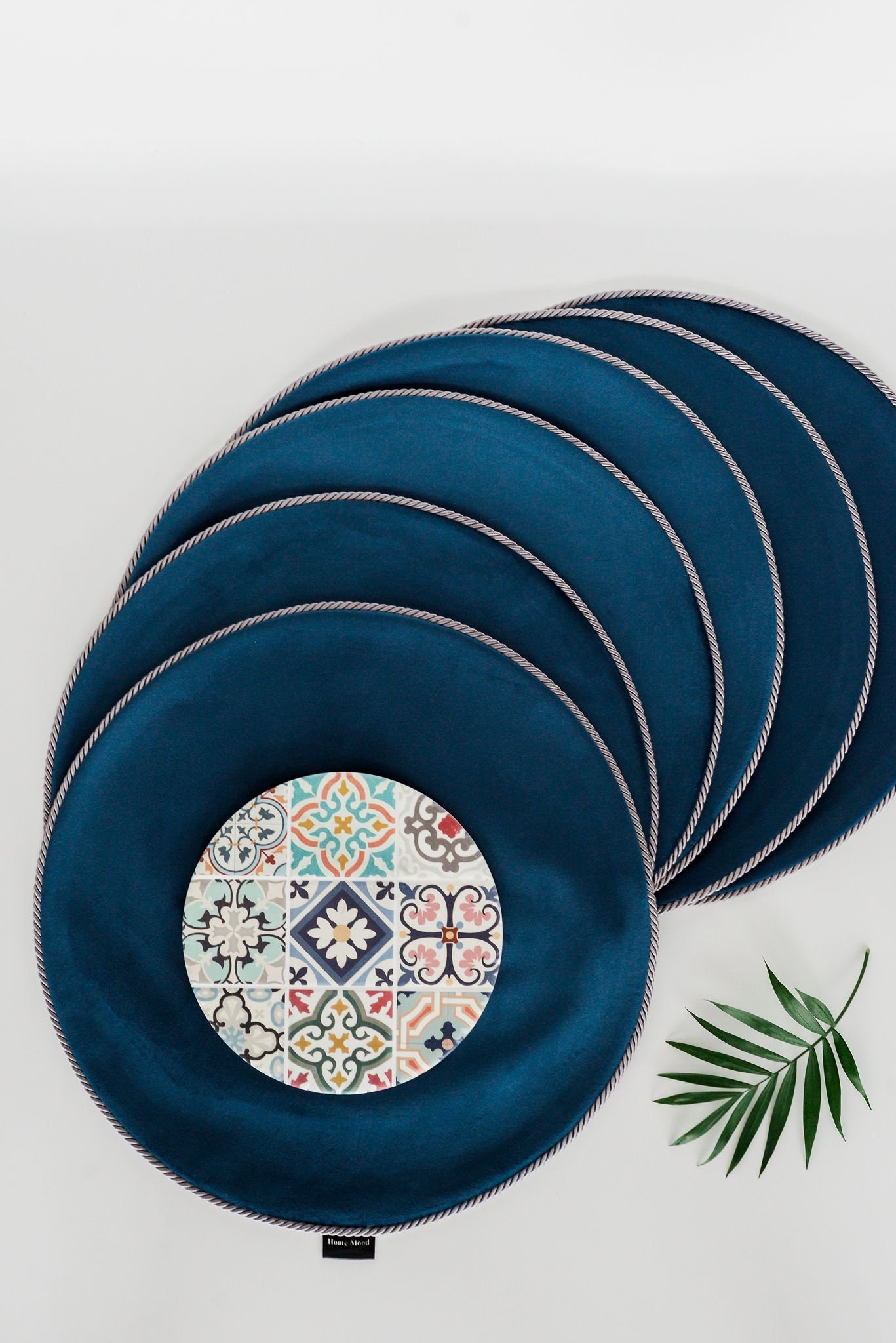 Velvet Navy Blue Round Placemats Set of 4 Housewarming Gift Etsy