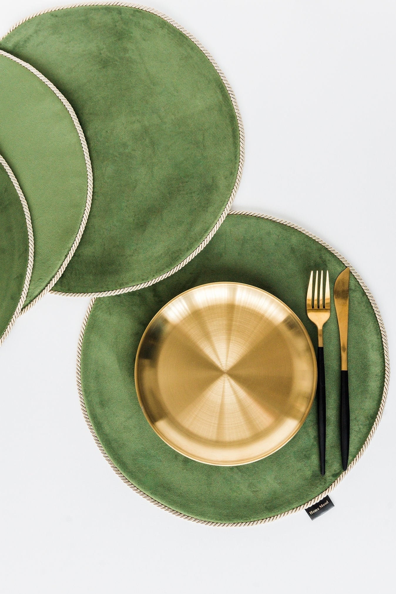Velvet Round Table Mats Plates Placemats Green Place Mats Etsy