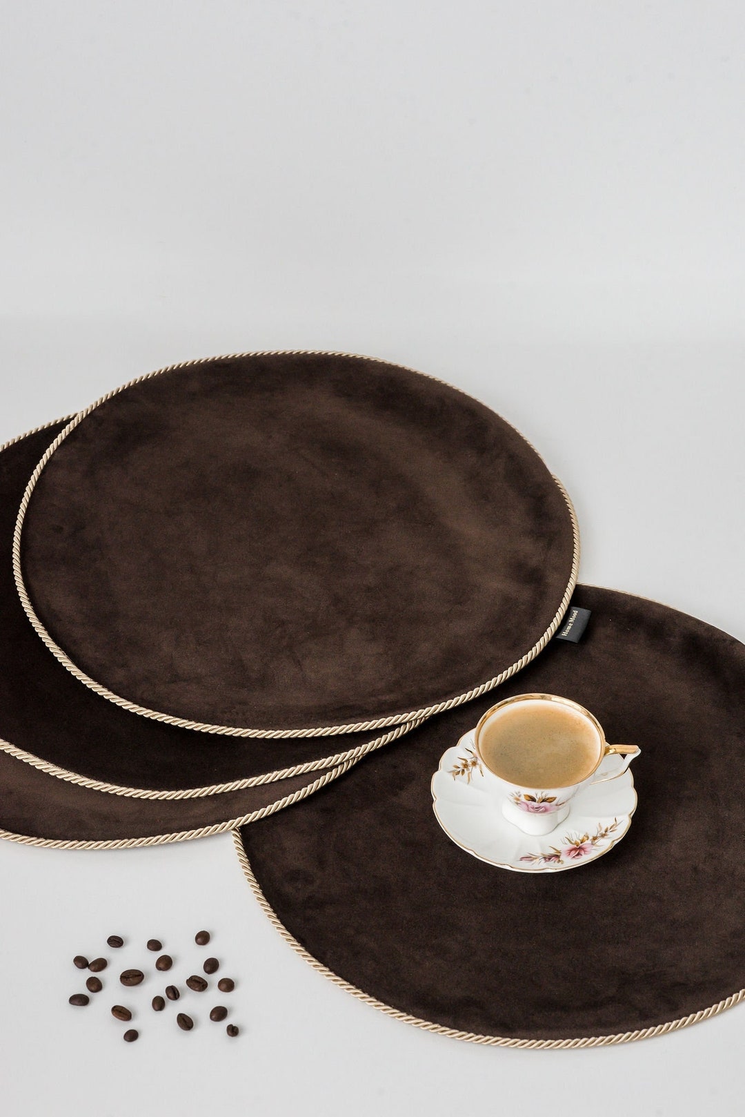 Brown Velvet Round Placemats Placemats Set of 12 Placemats Etsy