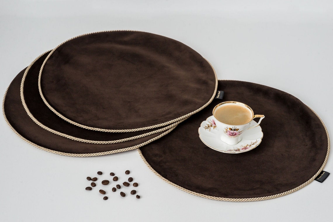 Velvet Placemat Placemats Set of 6 Round Placemat Luxury Etsy India