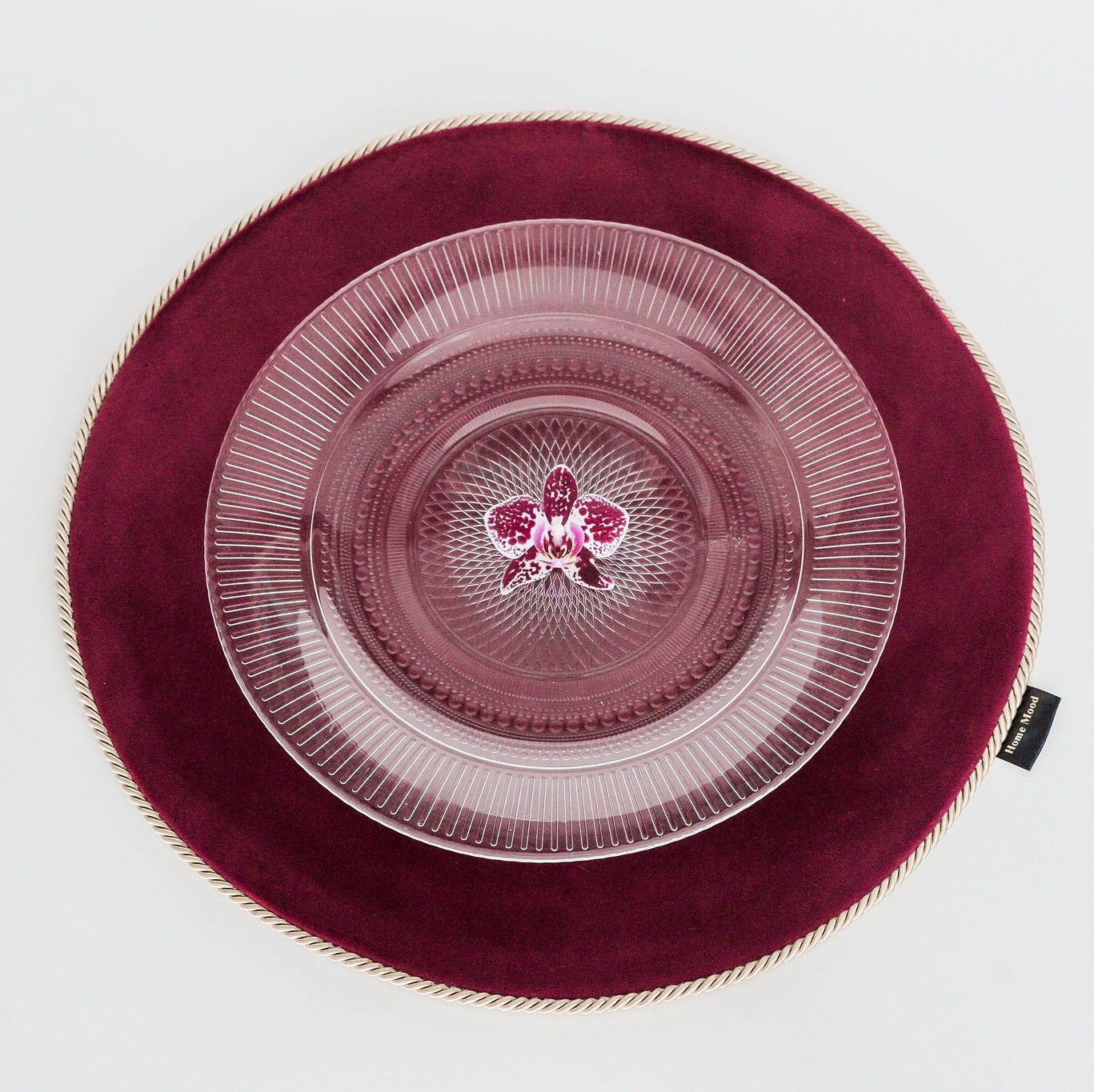 Velvet and sateen Round table mats Plates placemats red Etsy