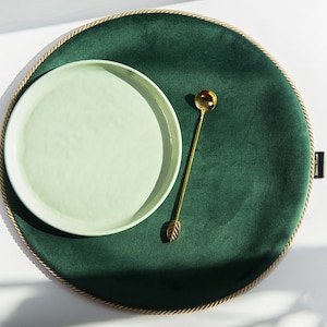 Grünes rundes Samt-Tischset mit 6 Stück, Teller-Tischset, grünes Tischset, Ess-Tischset mit 6 Stück, Tisch-Tischset, rundes Tischset