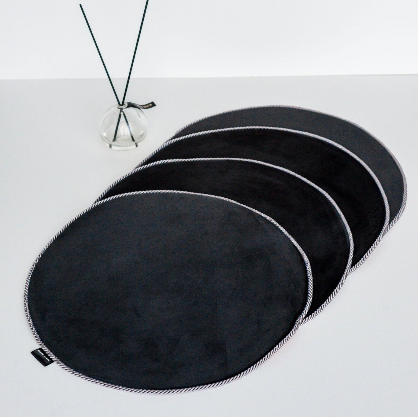 Velvet and sateen Round table mats set of 6 Plates placemats Etsy