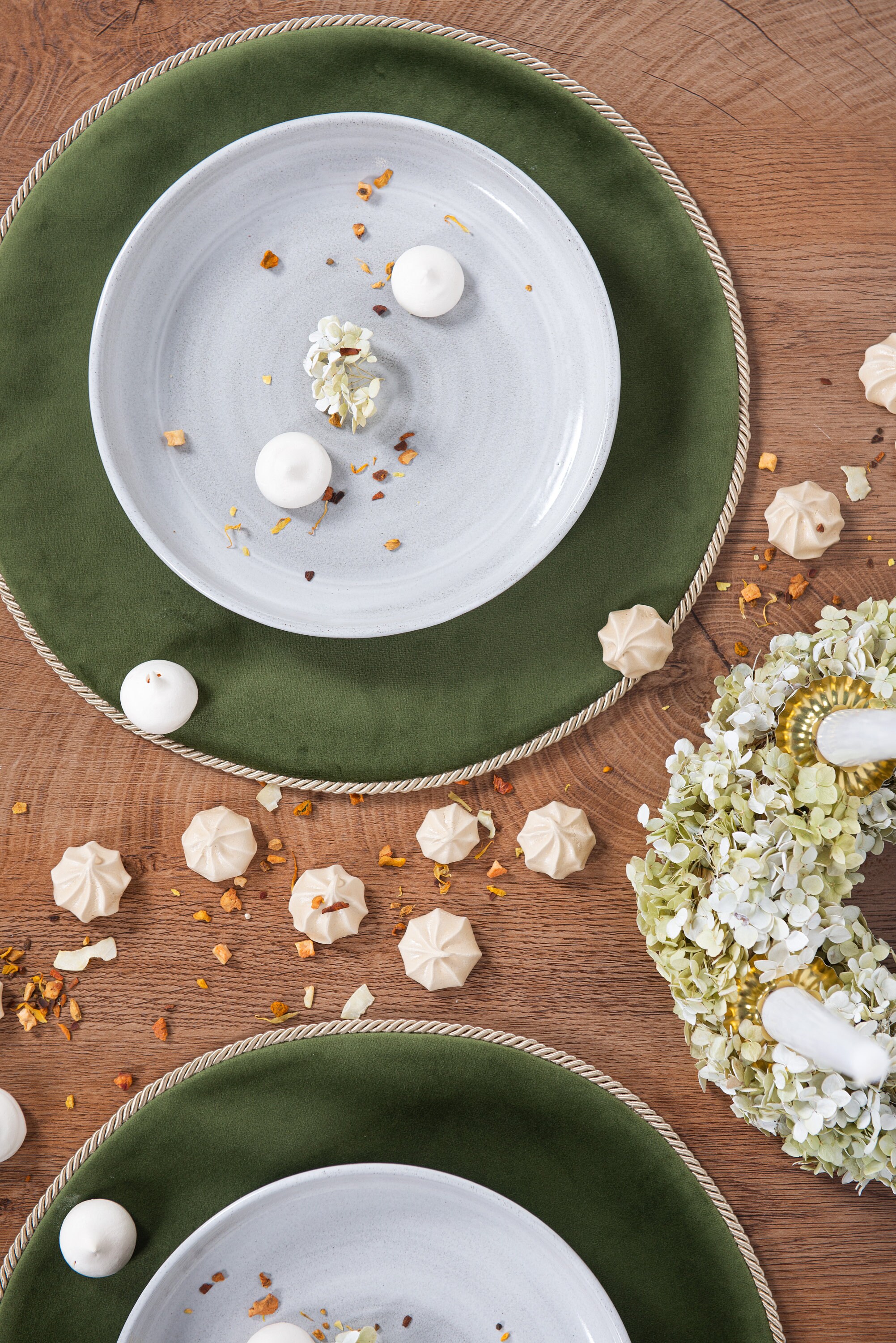 Velvet Round Table Mats, Plates Placemats, Green Place Mats Set