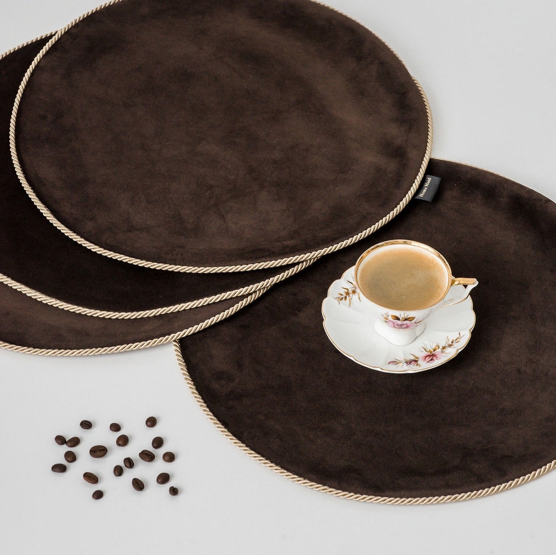 Velvet Placemat Placemats Set of 6 Round Placemat Luxury Etsy India