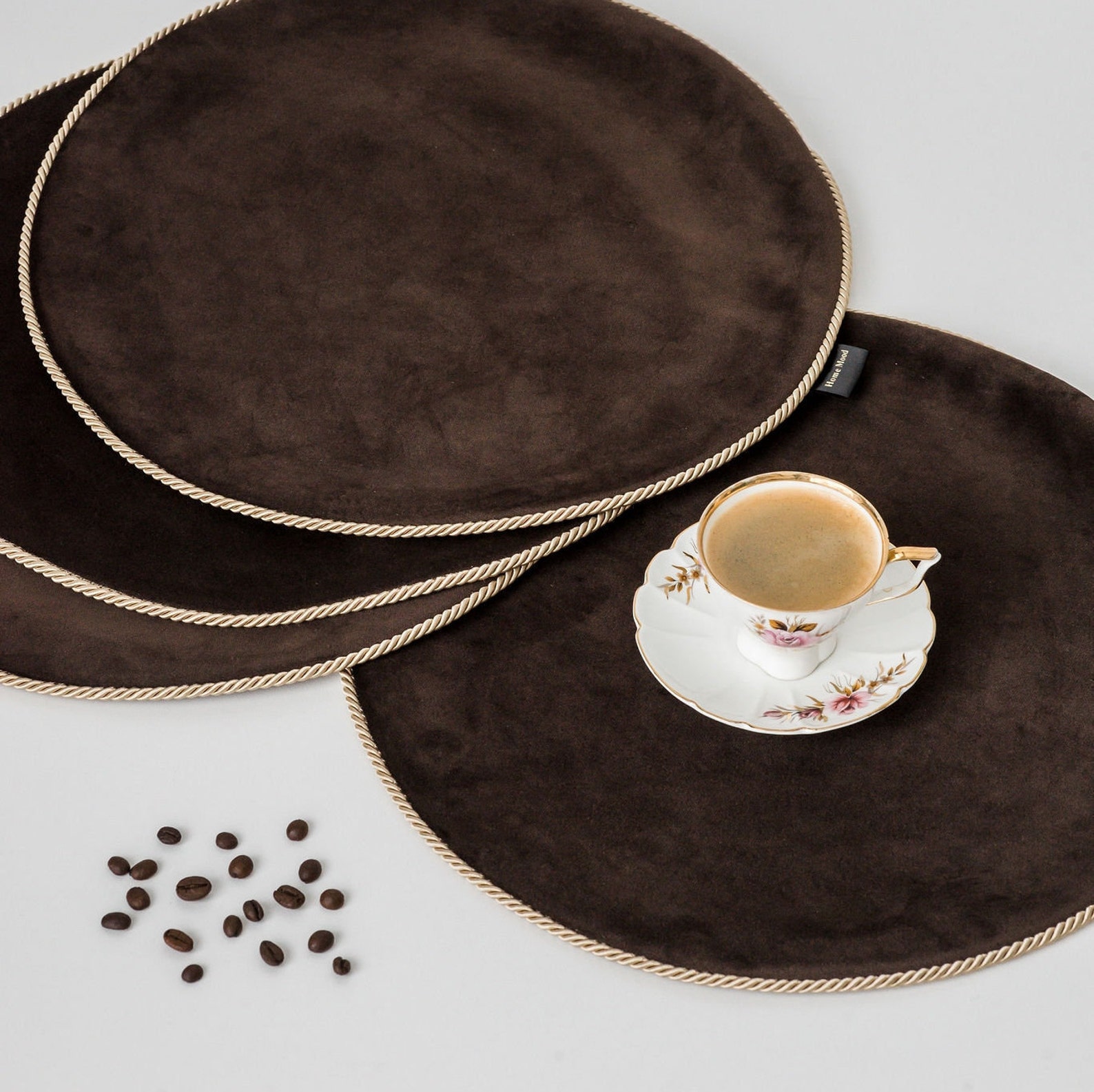 Velvet Placemat Placemats Set of 6 Round Placemat Luxury Etsy India