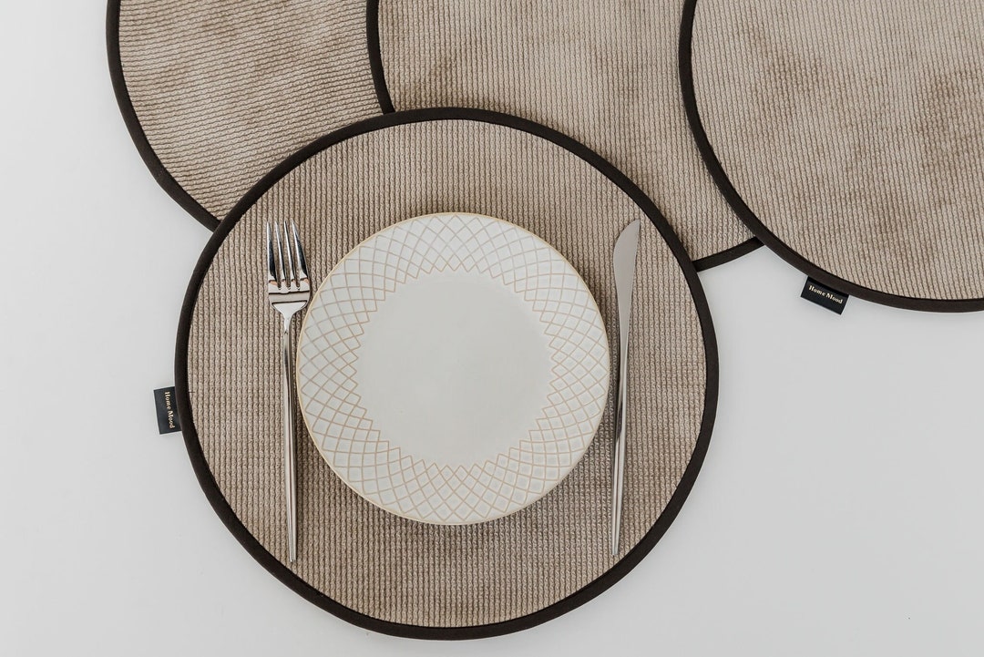 Set of 4 Modern Texture Placemats, Round Placemats, Stylish Placemats