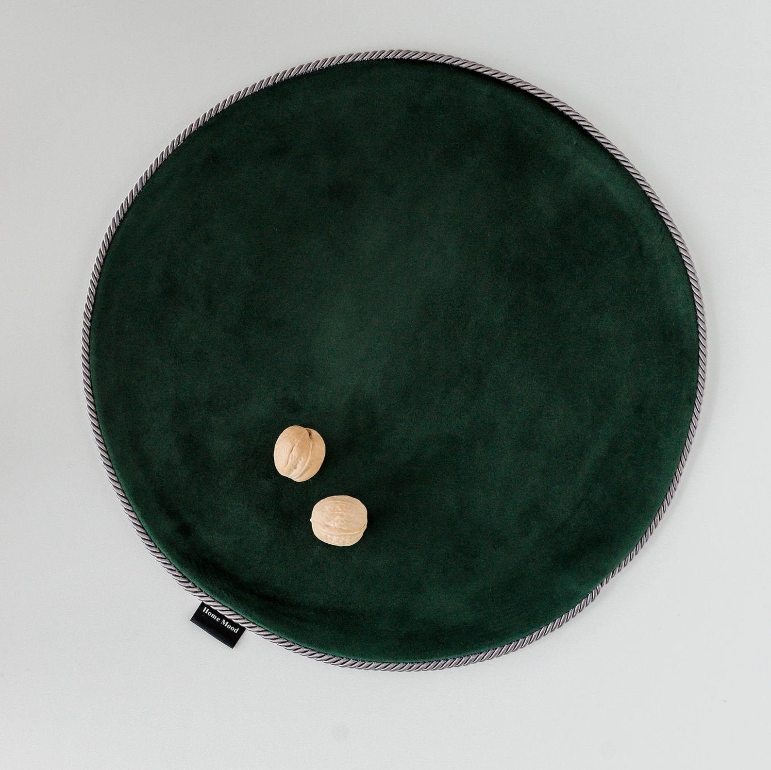 Velvet and sateen Round table mats Plates placemats green Etsy