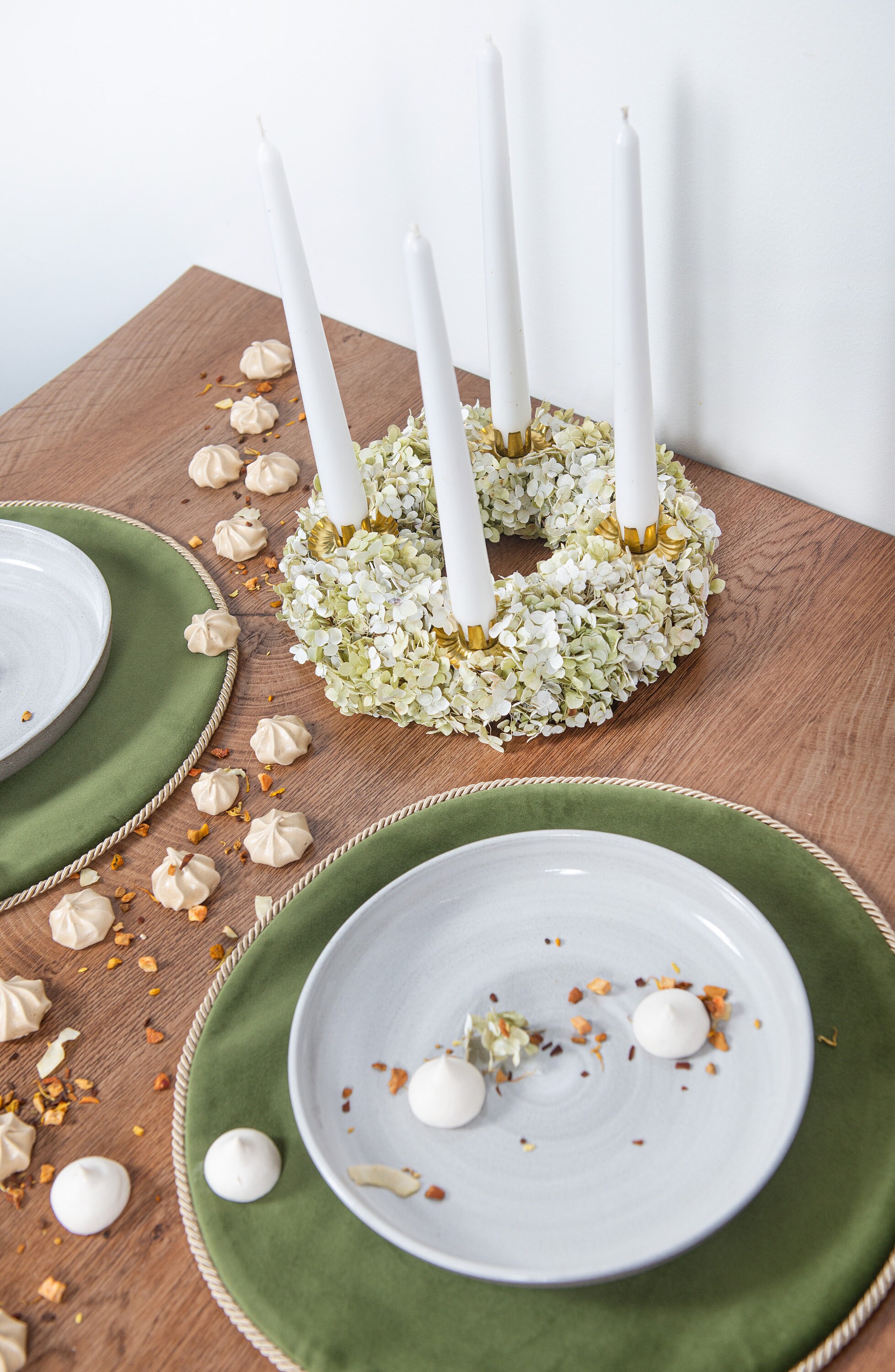 Velvet Round Table Mats, Plates Placemats, Green Place Mats Set