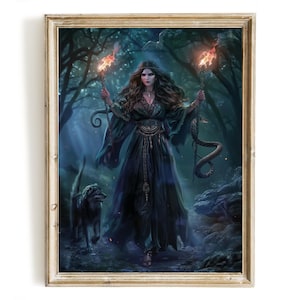 Hecate Goddess of Witchcraft #3, Instant Download, Witchcraft Poster, Pagan Witch Wall Art, Beautiful Goddess of Magic Art Print, Home Decor