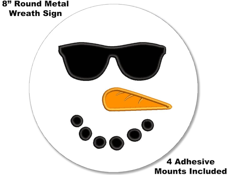 8 METAL WREATH MAKING Sign Adhesive Mounts Included Christmas #23 Merry Christmas Cool Snowman Face Welcome Holiday Gift