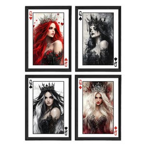 Queens of Chance Collection #2, Instant Download, Queens of Hearts Diamond Clubs Spades, Playing Cards Fantasy Wall Art, Beautiful Women Art