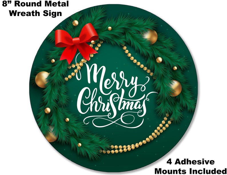 8 METAL WREATH MAKING Sign Adhesive Mounts Included Christmas #30 Merry Christmas Winter Ribbon Bulbs Holiday Gift