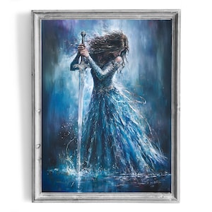 The Lady of the Lake with Excalibur #1, Instant Download, Mystical Arthurian Legend Art Print, Fantasy Wall Decor, King Arthur Lore Art