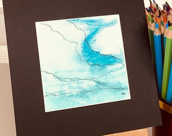 Ocean I - Mounted Mini Pastel Painting, Original