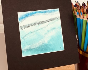 Ocean II - Mounted Mini Pastel Painting, Original