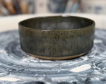 Brown Trout Dog Bowl | handmade ceramic | green-brown speckled glaze
