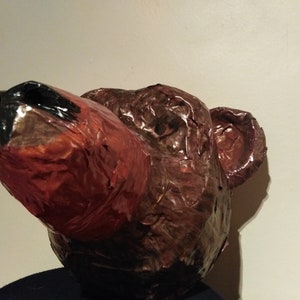 Paper Mache Brown Bear Head wall hanging sculpture