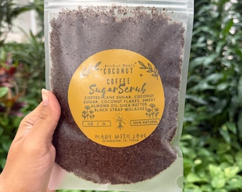 Exfoliante corporal de azúcar seca con café y coco / Ritual exfoliante e iluminador para la piel / Anticelulítico