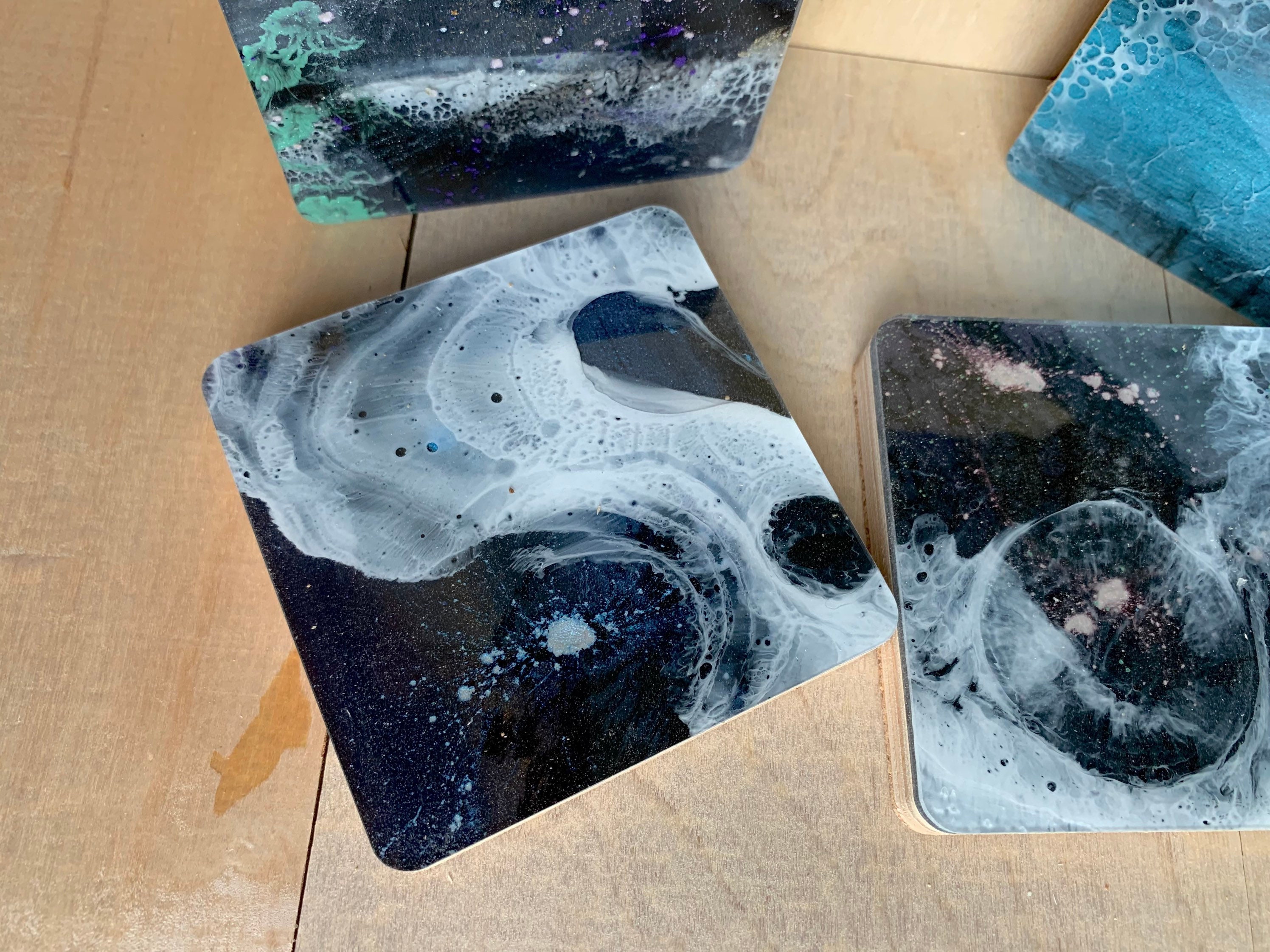 Handgemaakte Epoxy 4 Piece Coaster Set Etsy