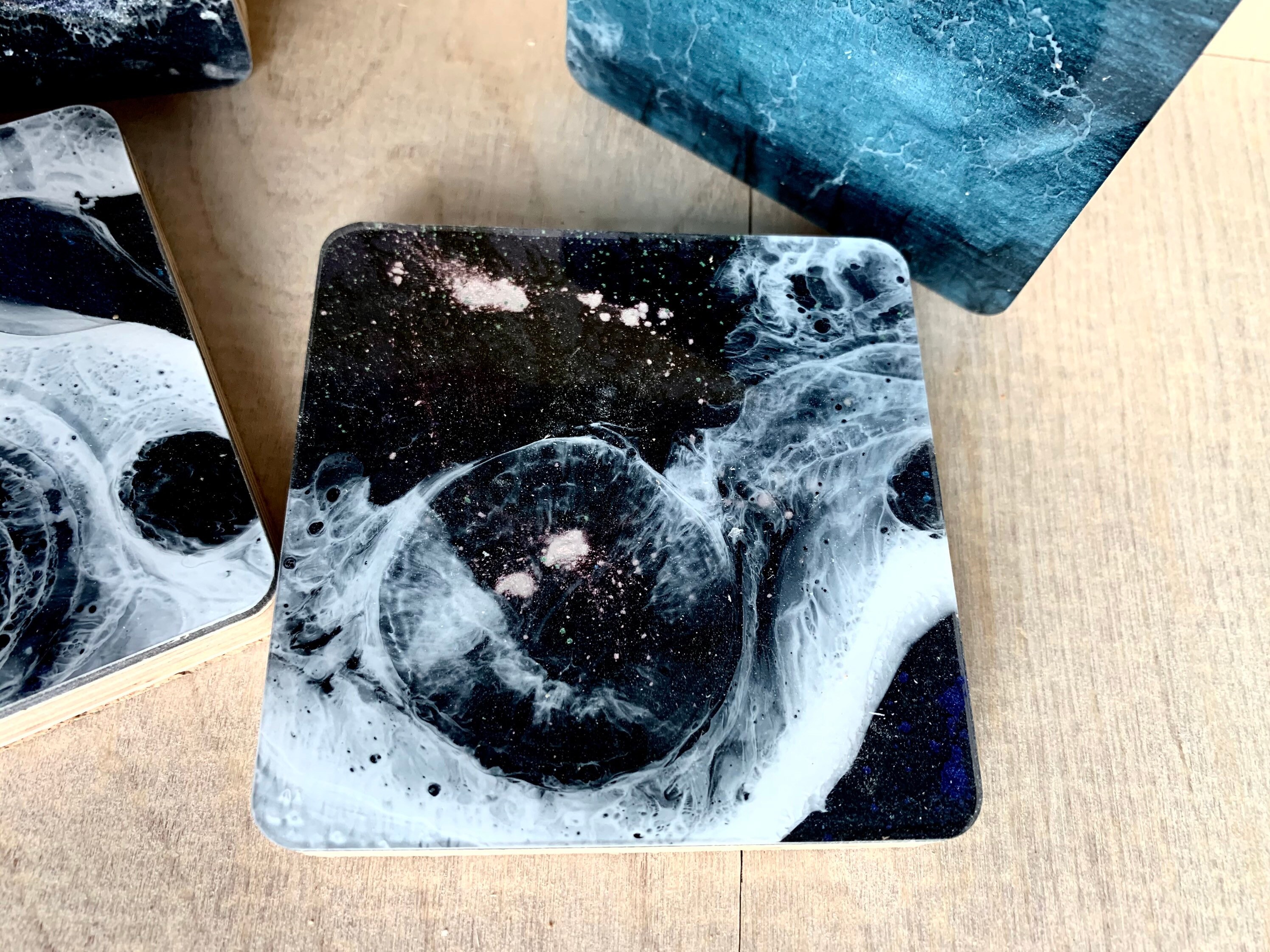Handgemaakte Epoxy 4 Piece Coaster Set Etsy
