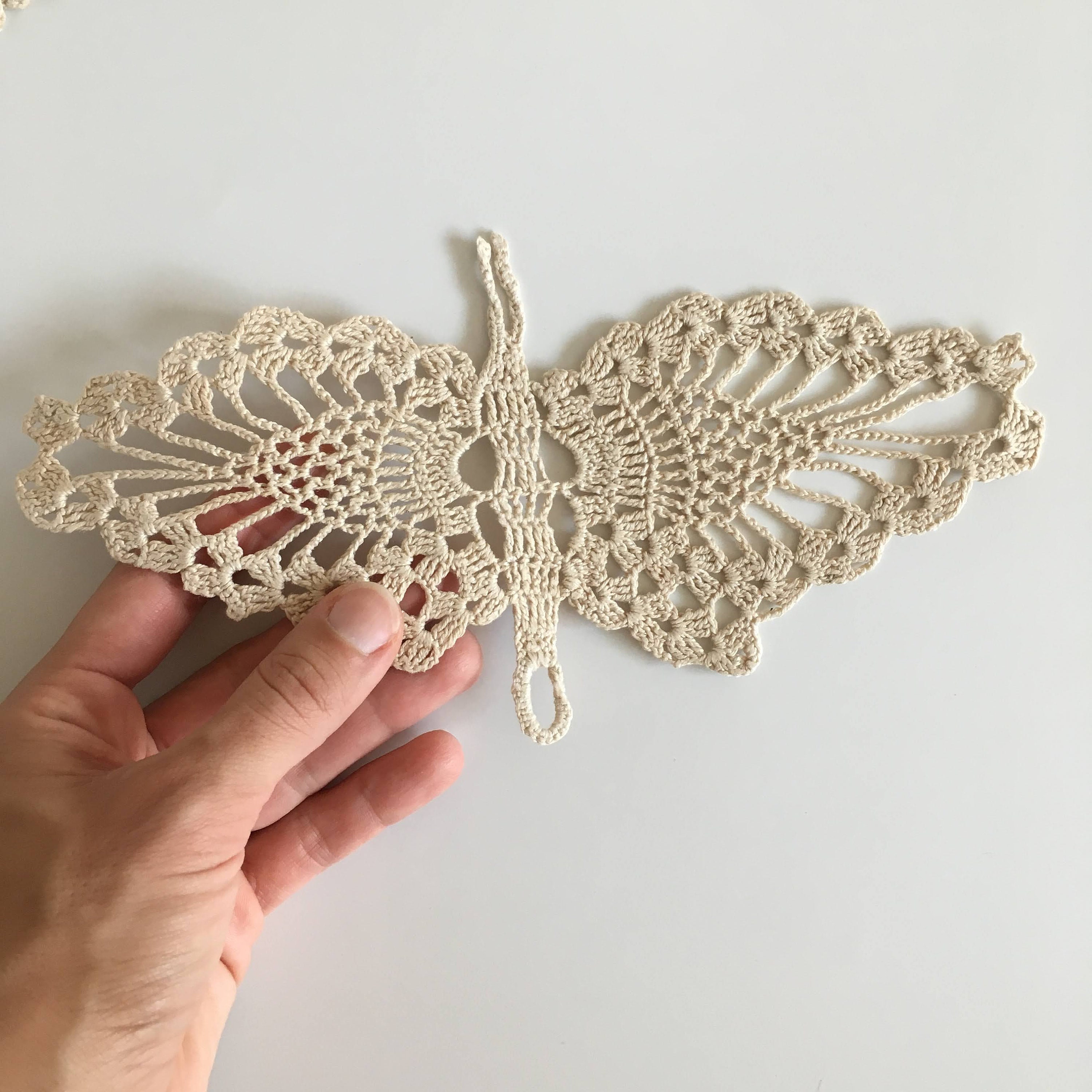 Handmade Cotton Crochet Butterfly Doilies, Small Crochet Lace Doilies, Crochet Butterfly Coasters, Shabby Chic Home Decor, New Home Gift - Thumbnail 2