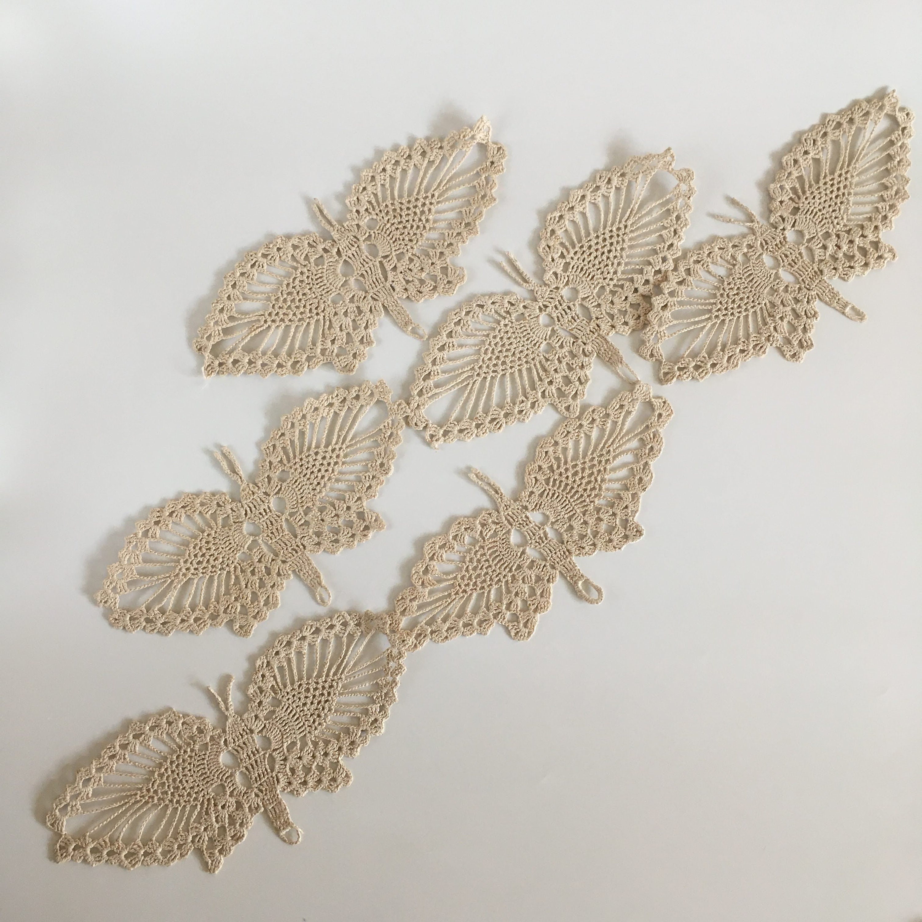 Handmade Cotton Crochet Butterfly Doilies, Small Crochet Lace Doilies, Crochet Butterfly Coasters, Shabby Chic Home Decor, New Home Gift - Thumbnail 7