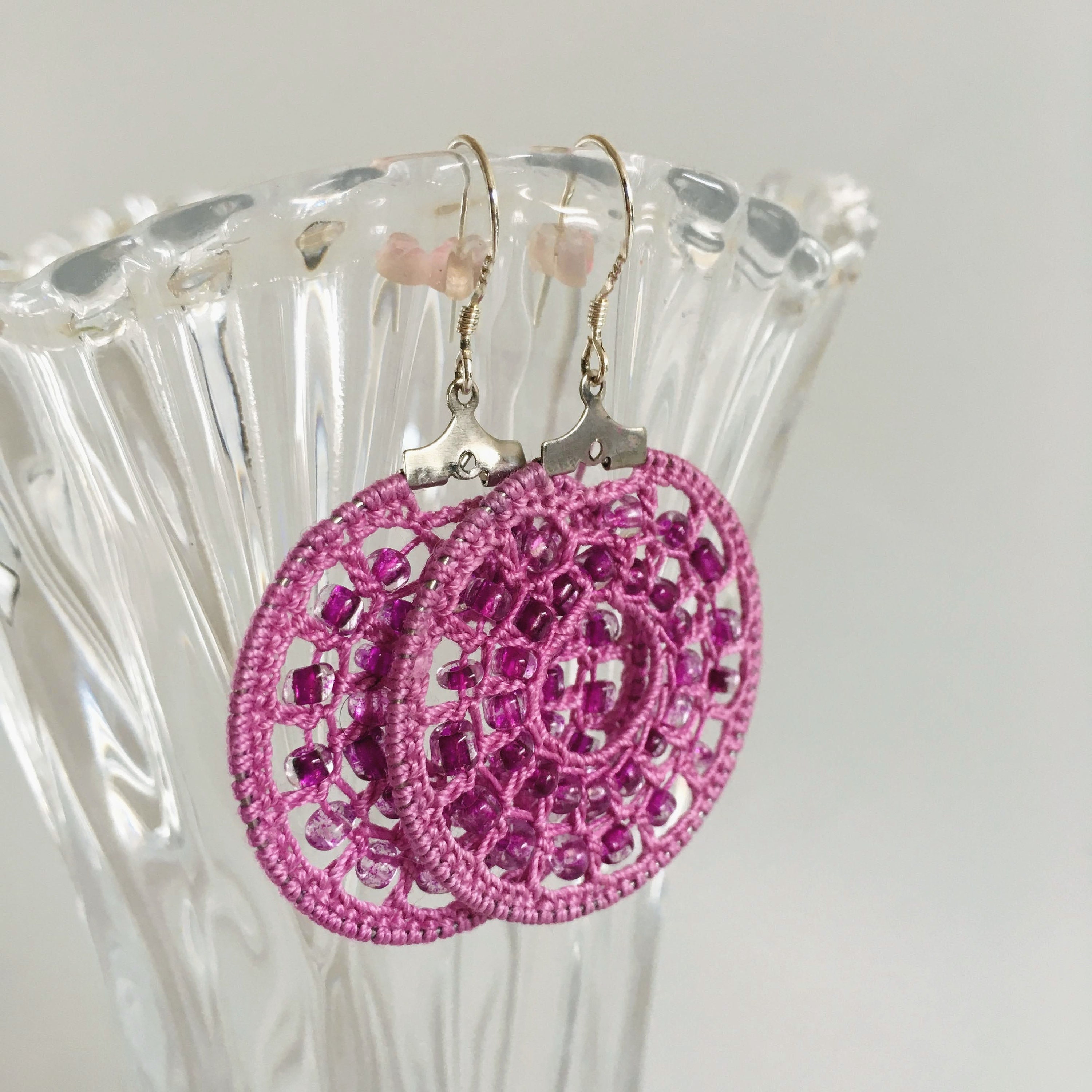 Colorful Beaded Hoop Earrings, Circle Crochet Earrings with Glass Seed Beads, Cool Round Dangle Earrings, Seed Bead Jewelry Gift for Sister - Thumbnail 7
