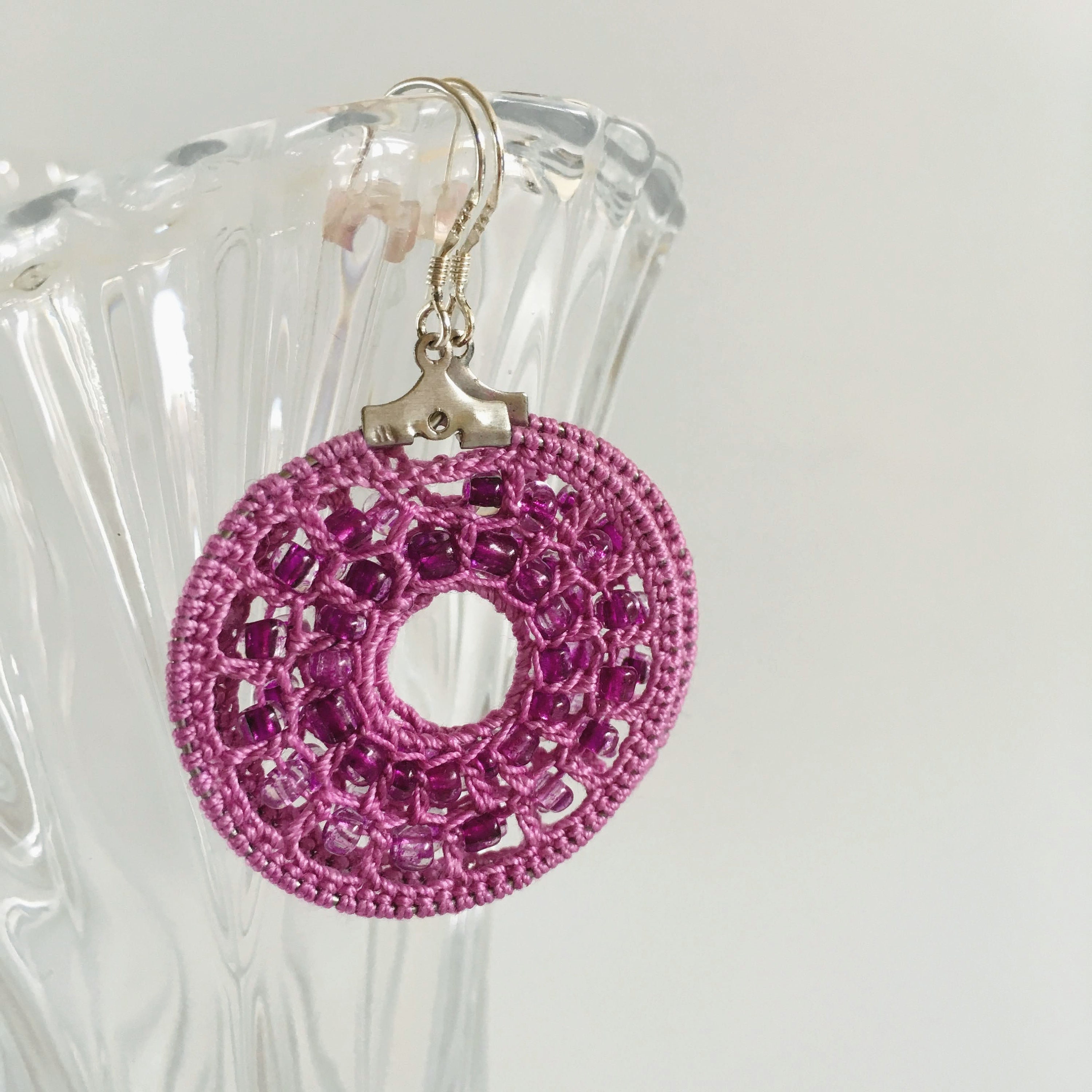Colorful Beaded Hoop Earrings, Circle Crochet Earrings with Glass Seed Beads, Cool Round Dangle Earrings, Seed Bead Jewelry Gift for Sister - Thumbnail 6
