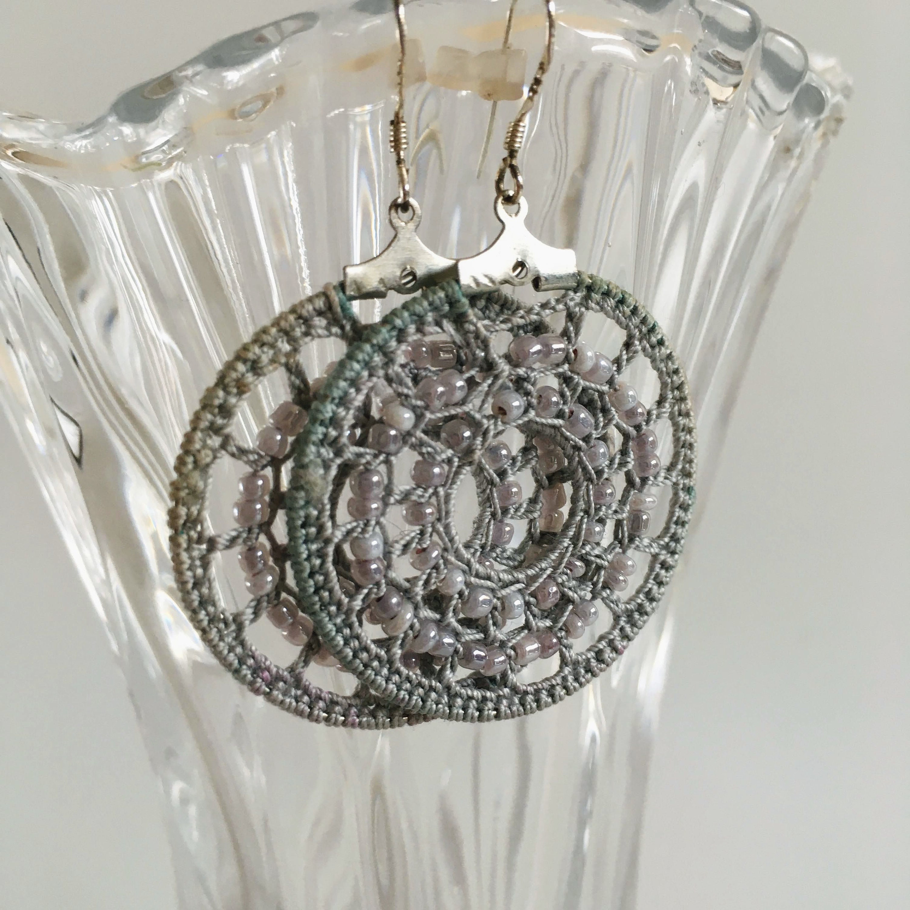 Colorful Beaded Hoop Earrings, Circle Crochet Earrings with Glass Seed Beads, Cool Round Dangle Earrings, Seed Bead Jewelry Gift for Sister - Thumbnail 4