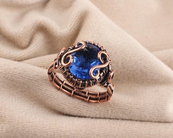 Tanzanite Gemstone Copper Wire Ring | Handcrafted Elegant Design Ring | Partywear Ring | December Birthstone