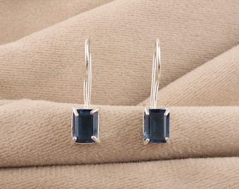 London Blue Topaz Gemstone Earrings: 925 Sterling Silver Women Jewelry,