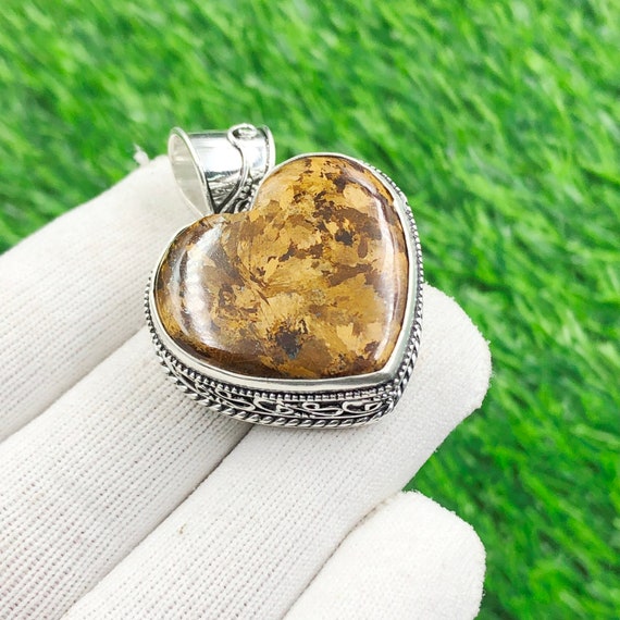 Bronzite Gemstone Handmade 925 Sterling Silver Pendant Bronzite