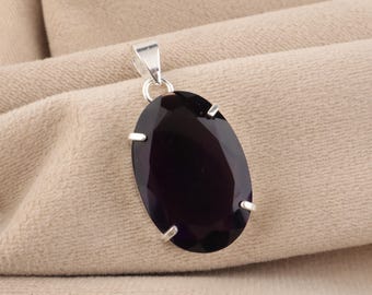 Amethyst Edelstein Silber Anhänger | 925 Sterling Silber handgemachte Halskette | Designer Schmuck