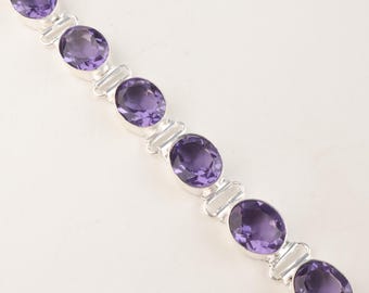 Iolite Gemstone Silver Bracelet: 925 Sterling Silver Women Jewelry, Handmade Gemstone Jewelry