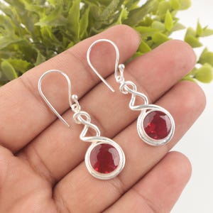 Pink Rubellite Sterling Silver Drop Earrings: October Birthstone