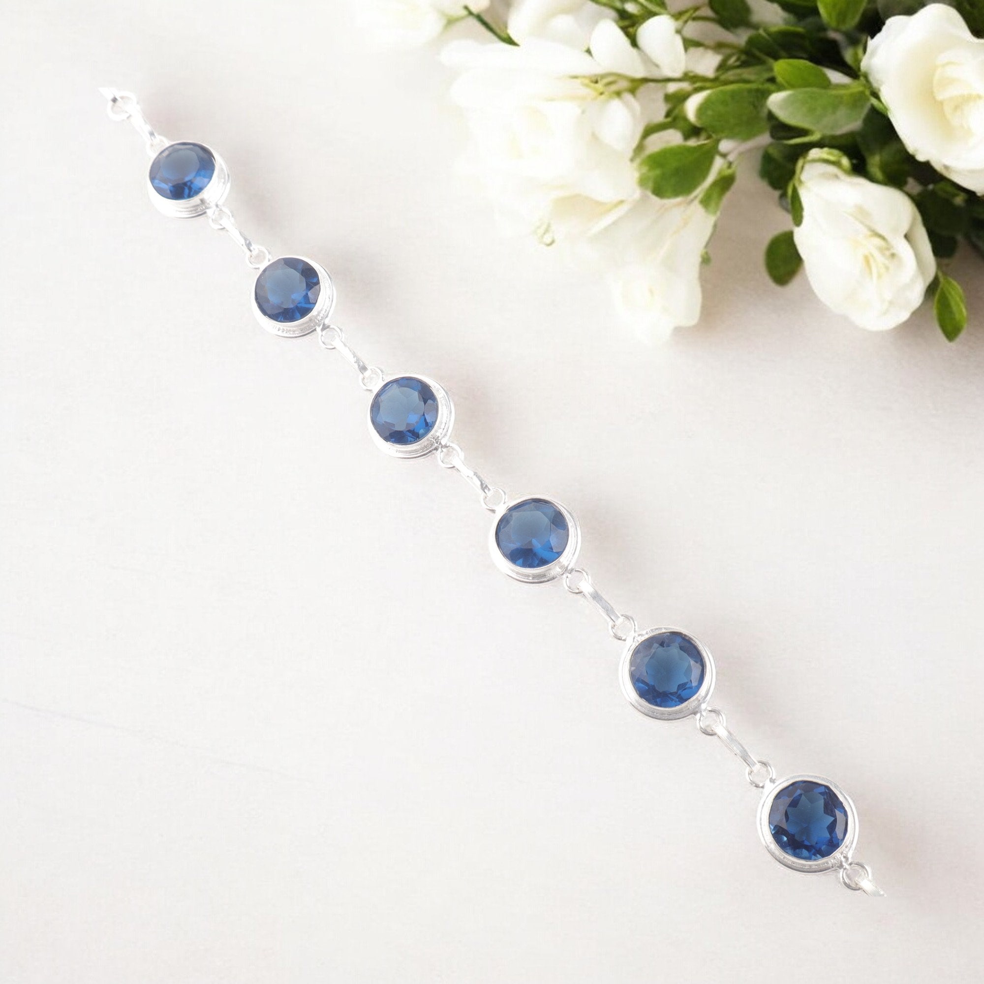 London Blue Topaz Bracelet: Handmade Sterling Silver Bezel Set - Etsy