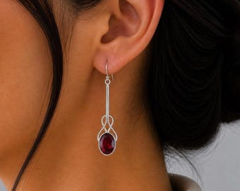 Pink Rubellite Gemstone Sterling Silver Earrings | 925 Stamped Silver Teardrop Earrings | Women Jewelry | Bridesmaid Gift