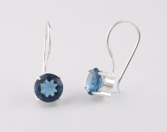 thumbnail image 2 of Celtic Knot Blue Topaz Round Hoop Earrings In Sterling Silver | 0.8 TCW 2 of 3