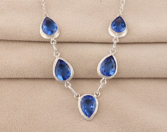 Tanzanite Pear Cut Necklace, 925 Sterling Silver, Handmade Jewelry
