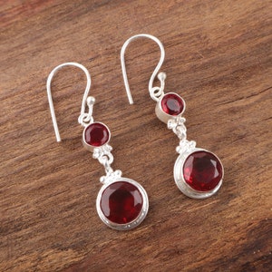 Pink Rubellite Gemstone Dangle Earrings: Sterling Silver October Birthstone