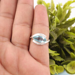 Natural Sky Blue Topaz Silver Ring, 925 Sterling Silver, Topaz Gemstone Statement Ring, Designer Jewelry For Women, December Birthstone