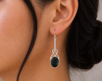Green Tourmaline Gemstone Sterling Silver Earrings | 925 Stamped Silver Teardrop Earrings | Women Jewelry | Bridesmaid Gift