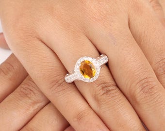 Citrine Gemstone Sterling Silver Ring | 925 Sterling Silver Handmade Jewelry | Designer Women Ring