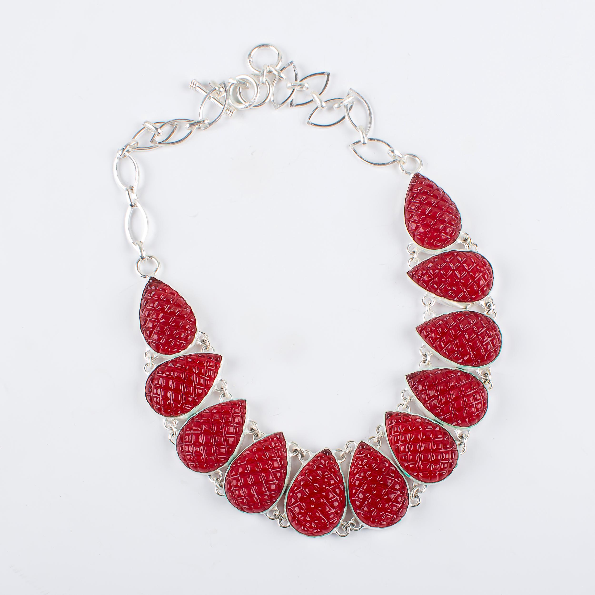 Ancien Collier En Argent Massif Avec De Véritables Pierres De Corail Rouge - Bijou Vintage Et Précieux