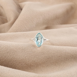 Sky Blue Topaz Gemstone Sterling Silver Handmade Ring: Statement Ring, Wedding Jewelry