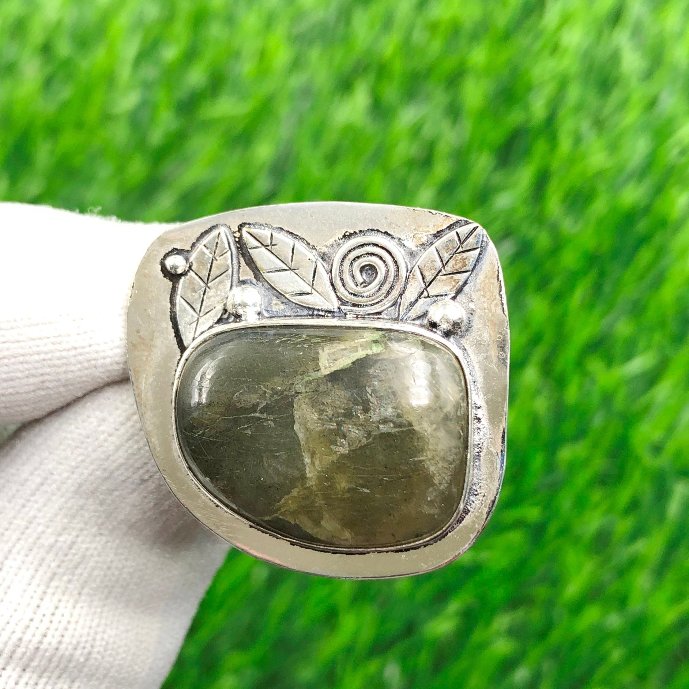 Green Aventurine Natural Multi Stones 925 Sterling Silver Leaves Ring for Women Green Aventurine Natural Multi Stones 925 Sterling Silver Leaves Ring for Women