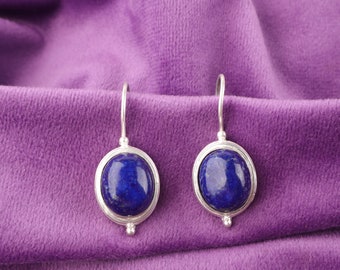 Orecchini Pendenti Boho In Argento Sterling 925 Fatti A Mano – Con Pietre Naturali: Ambra, Granato, Lapislazzuli E Onice, Ovali E Rotonde